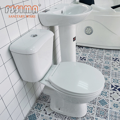 French European Style Sanitary Ware Water Saving Popular Color Two Piece Toilet With Basin